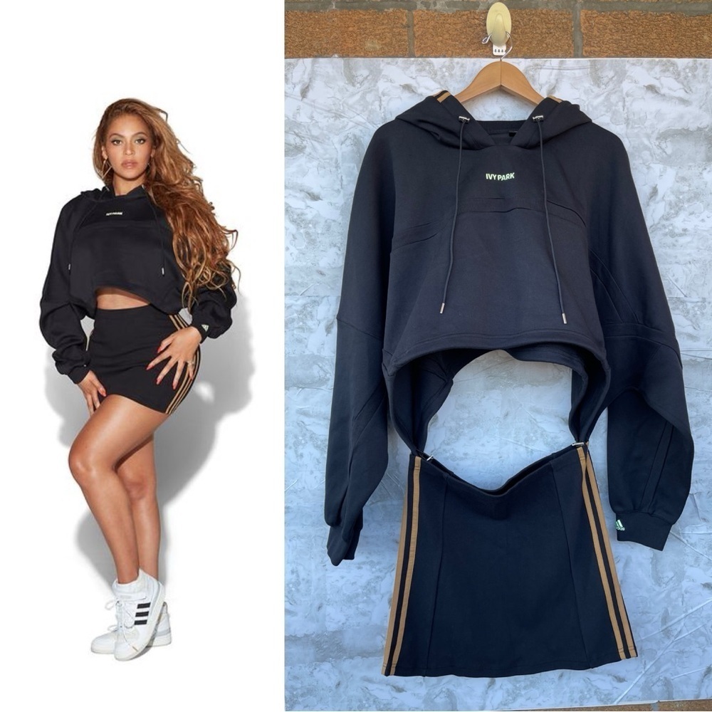 adidas IVY PARK Hooded Cut Out Dress Black Mesa - Beyonce Drip 2.2 EUC XL